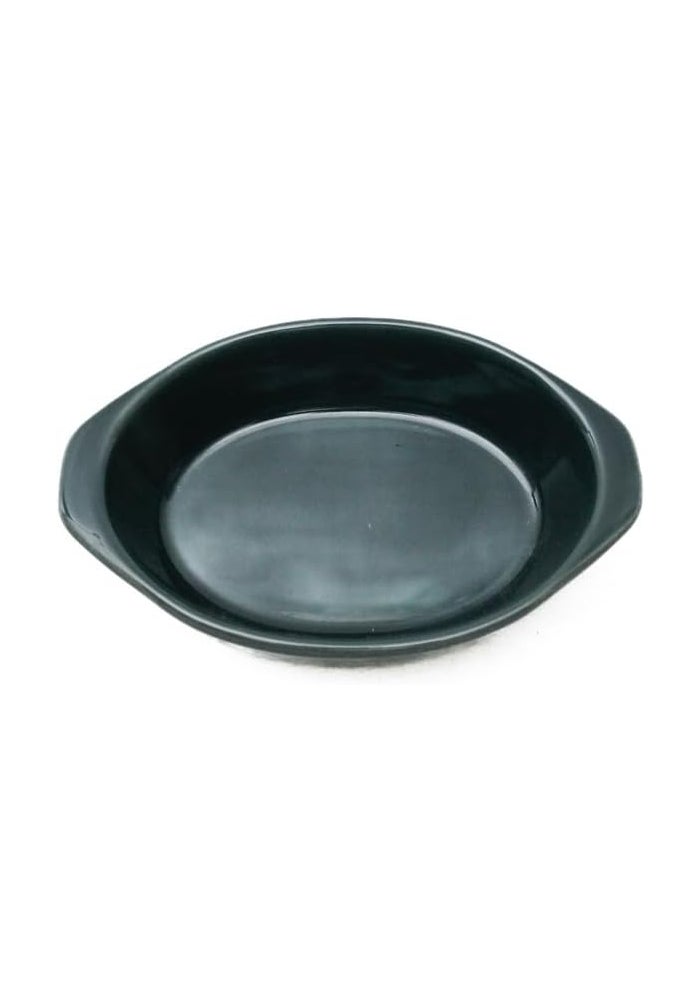 Daiso Flower Relief Oval Bakeware Navy - Oven-Safe Ceramic Gratin Dish with Embossed Floral Pattern - Image 2